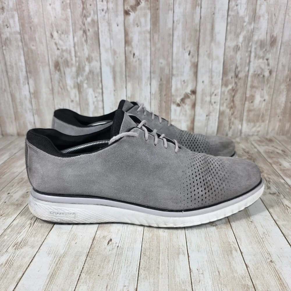 Cole Haan Zerogrand Stitchlite Gray Suede Oxfords Dress Shoes Comfort 13M